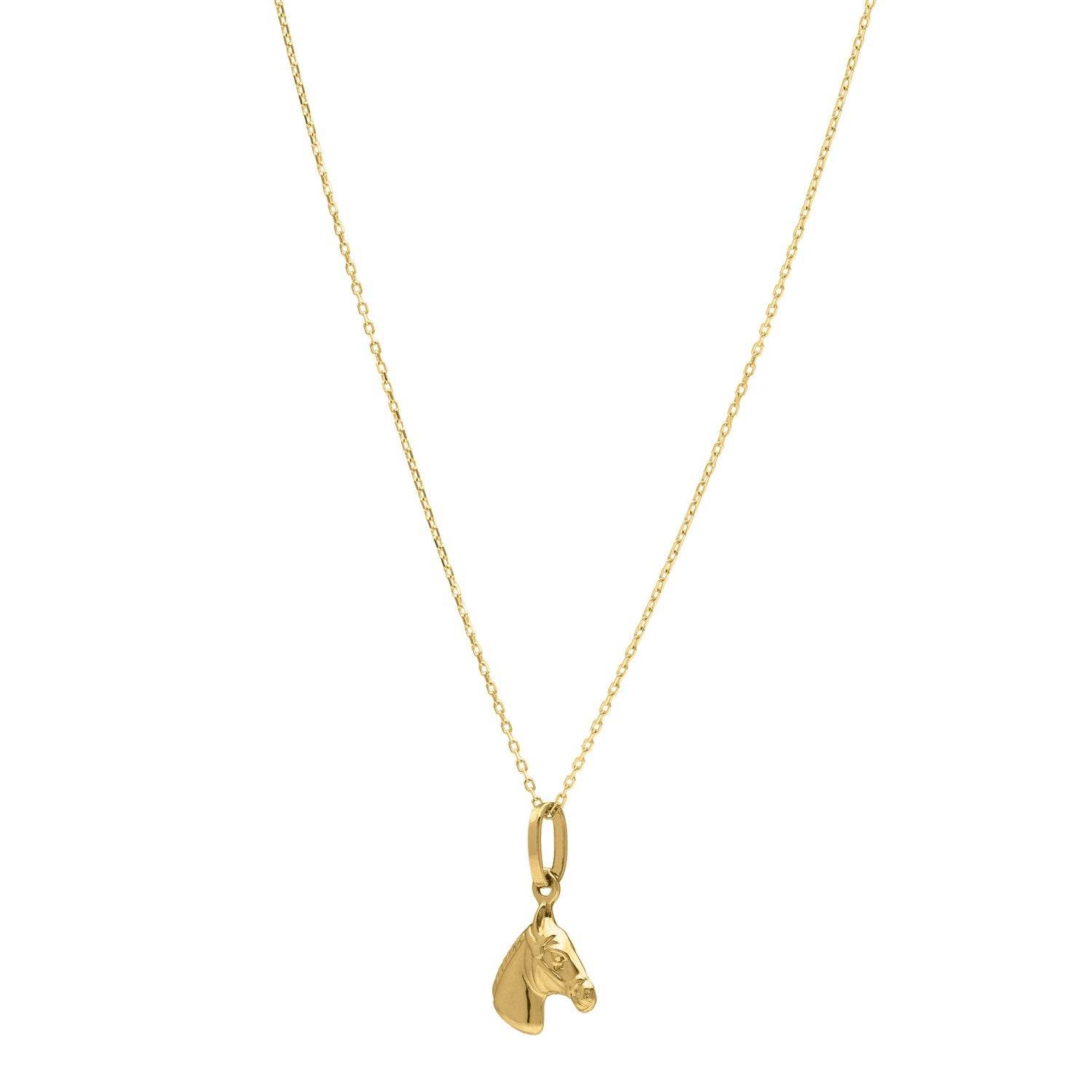 Horse Profile Small Necklace in 14K Yellow Gold - Sable Gold