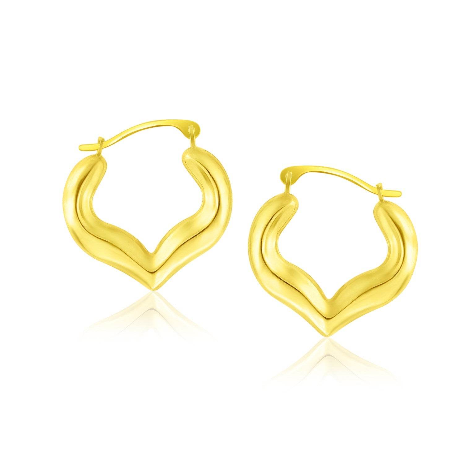 10k Yellow Gold Hoop Style Heart Shape Earrings - Sable Gold