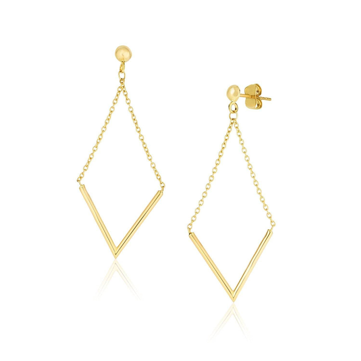 14k Yellow Gold Diamond Shape Chain Drop Earrings - Sable Gold