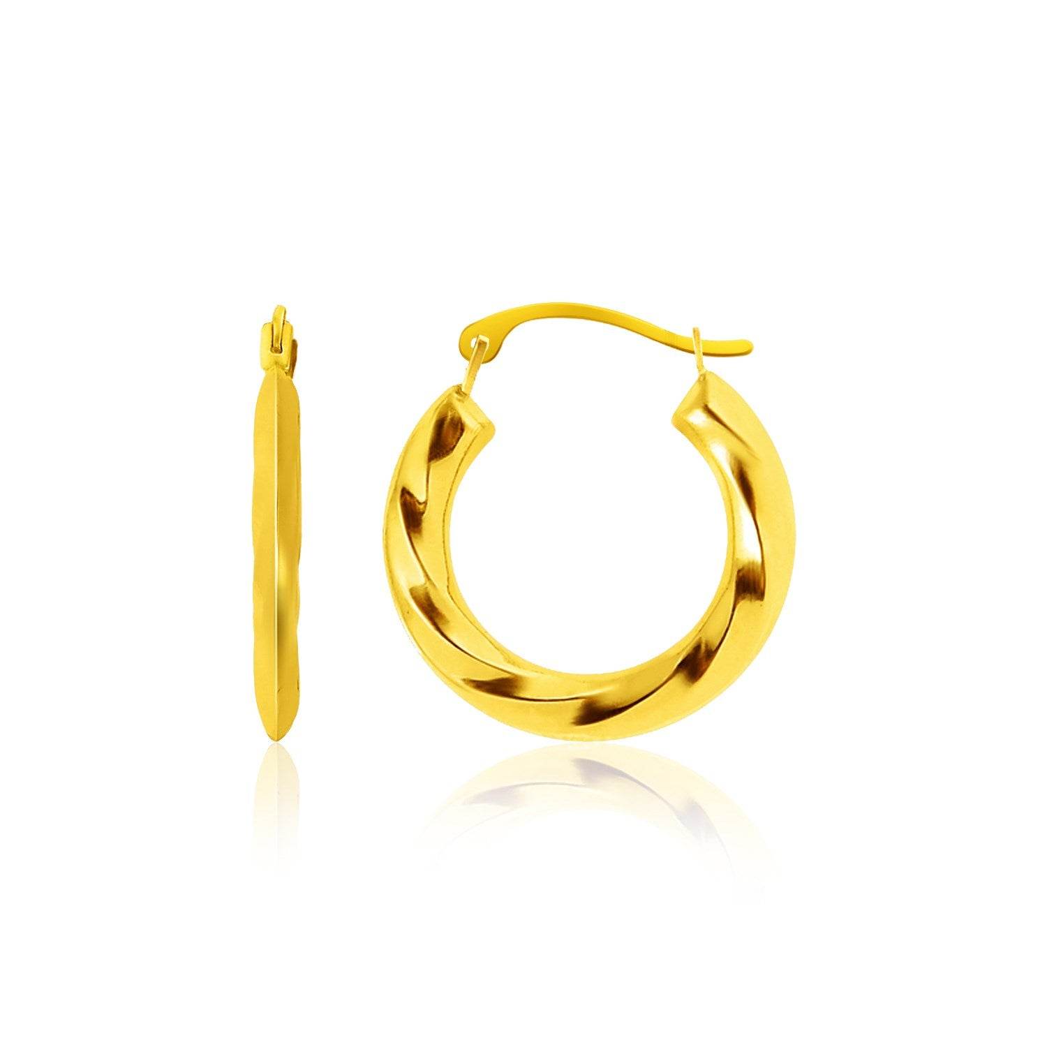 14k Yellow Gold Wavy Texture Hoop Earrings - Sable Gold