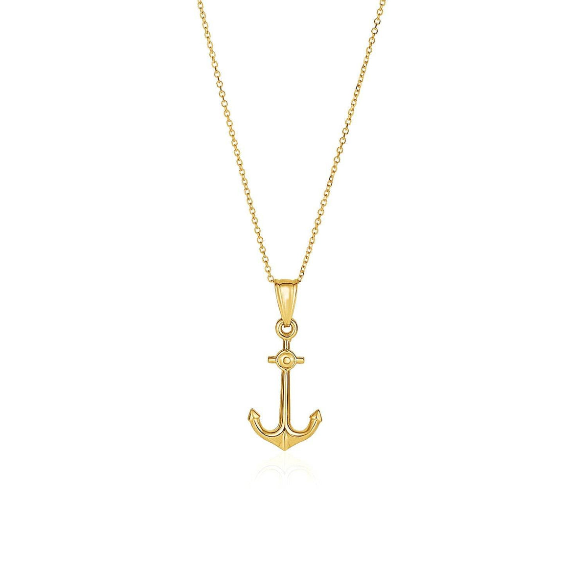 14k Yellow Gold Cable Chain with Anchor Pendant - Sable Gold