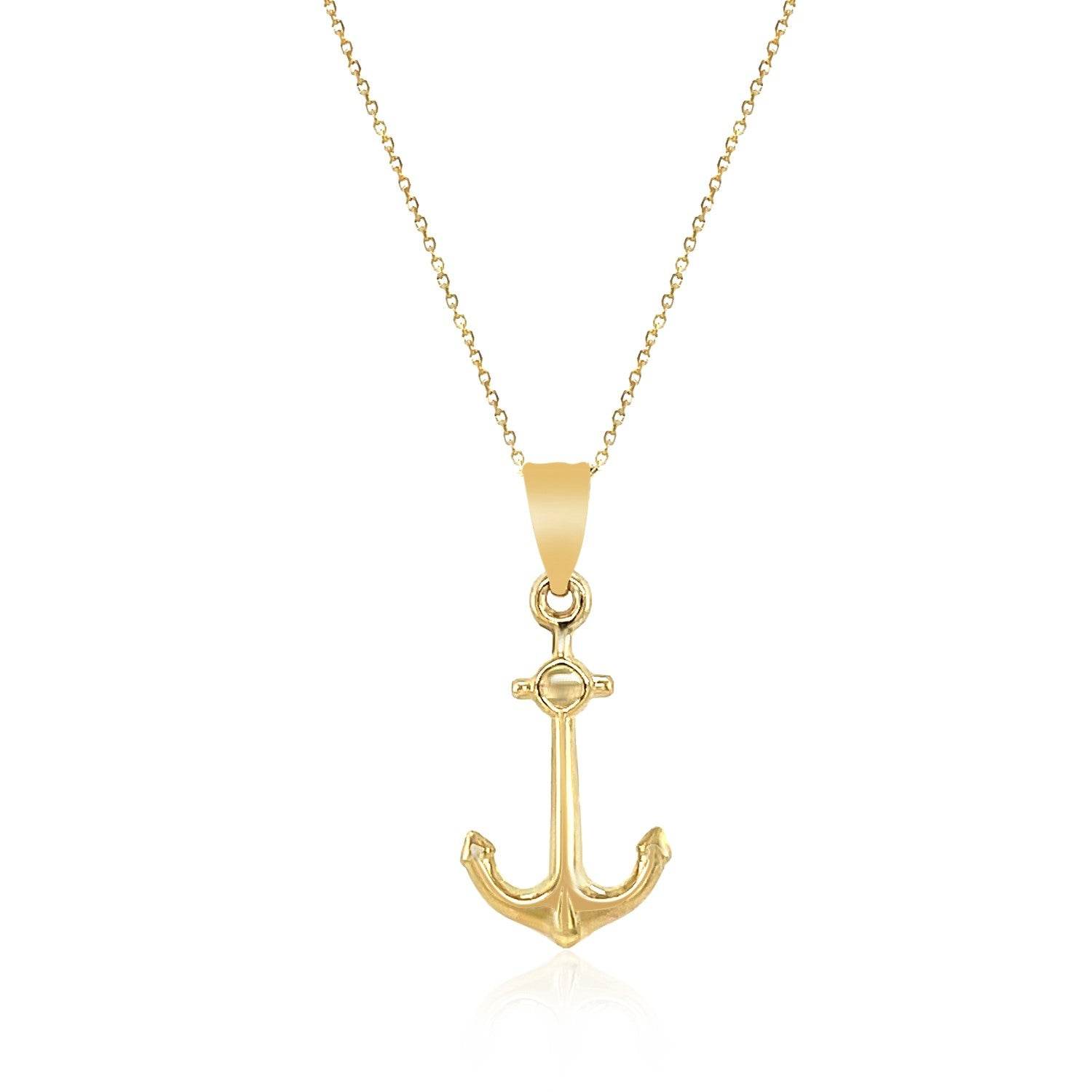 14k Yellow Gold Cable Chain with Anchor Pendant - Sable Gold