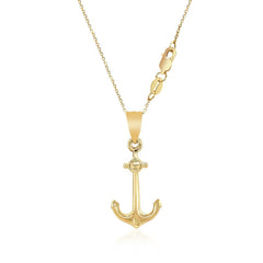 14k Yellow Gold Cable Chain with Anchor Pendant - Sable Gold