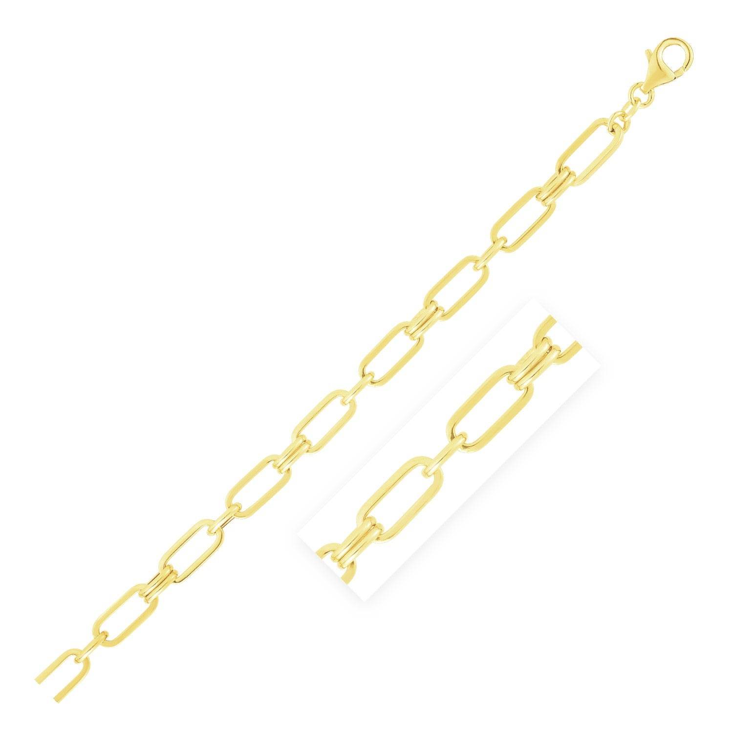 14k Yellow Gold High Polish Paperclip Rondel Link Chain (5.60 mm) - Sable Gold