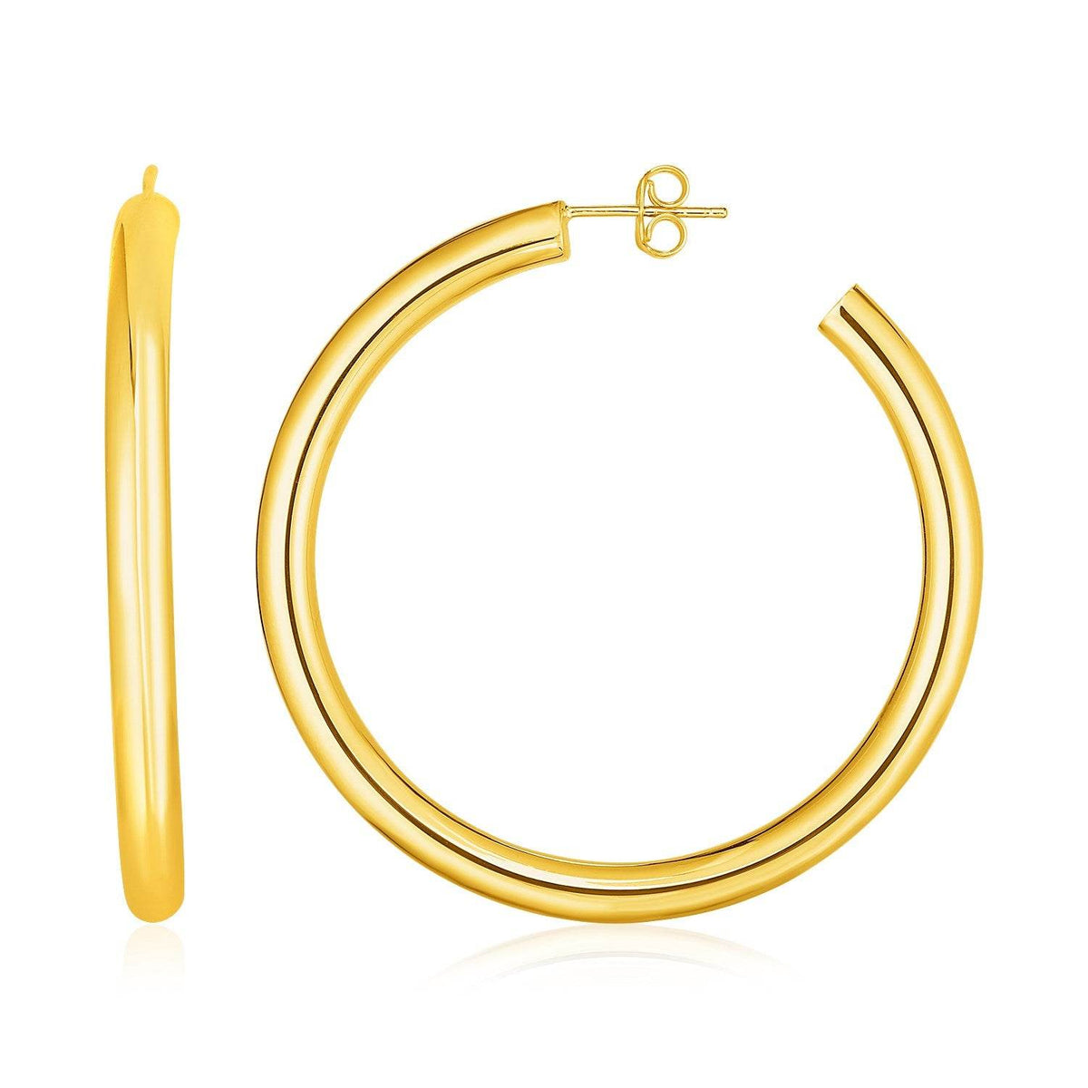 14k Yellow Gold Polished Hoop Earrings(4x40mm) - Sable Gold