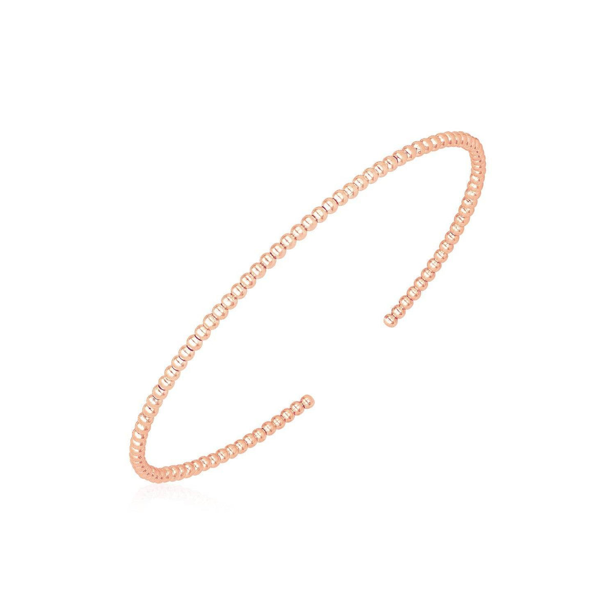 14k Rose Gold High Polish Bead Cuff Bangle (2.00 mm) - Sable Gold