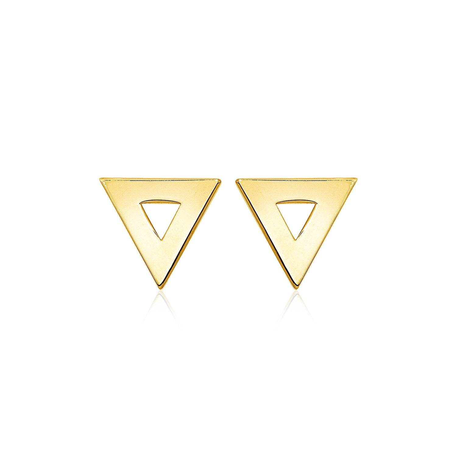 14k Yellow Gold Polished Open Triangle Post Earrings - Sable Gold