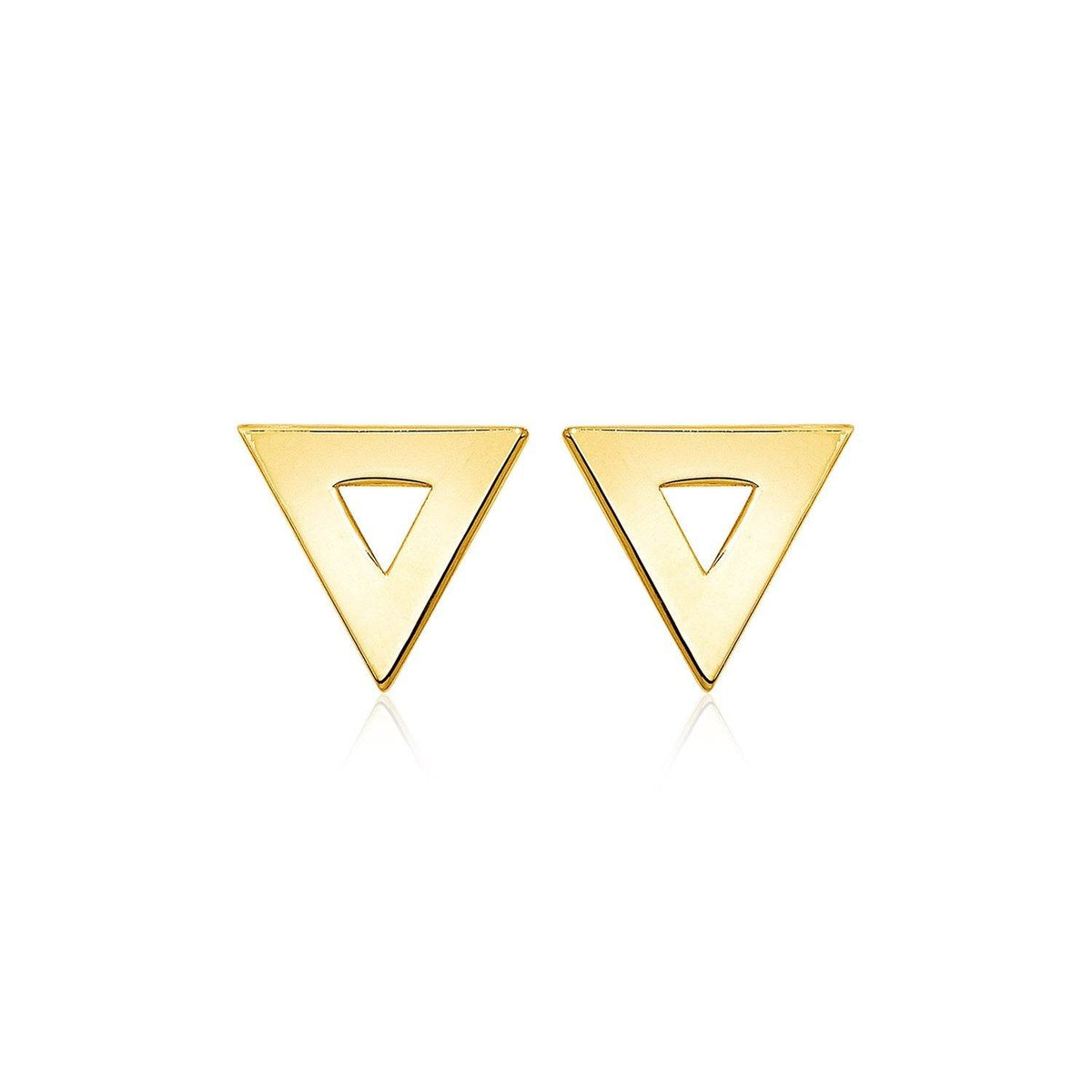 14k Yellow Gold Polished Open Triangle Post Earrings - Sable Gold