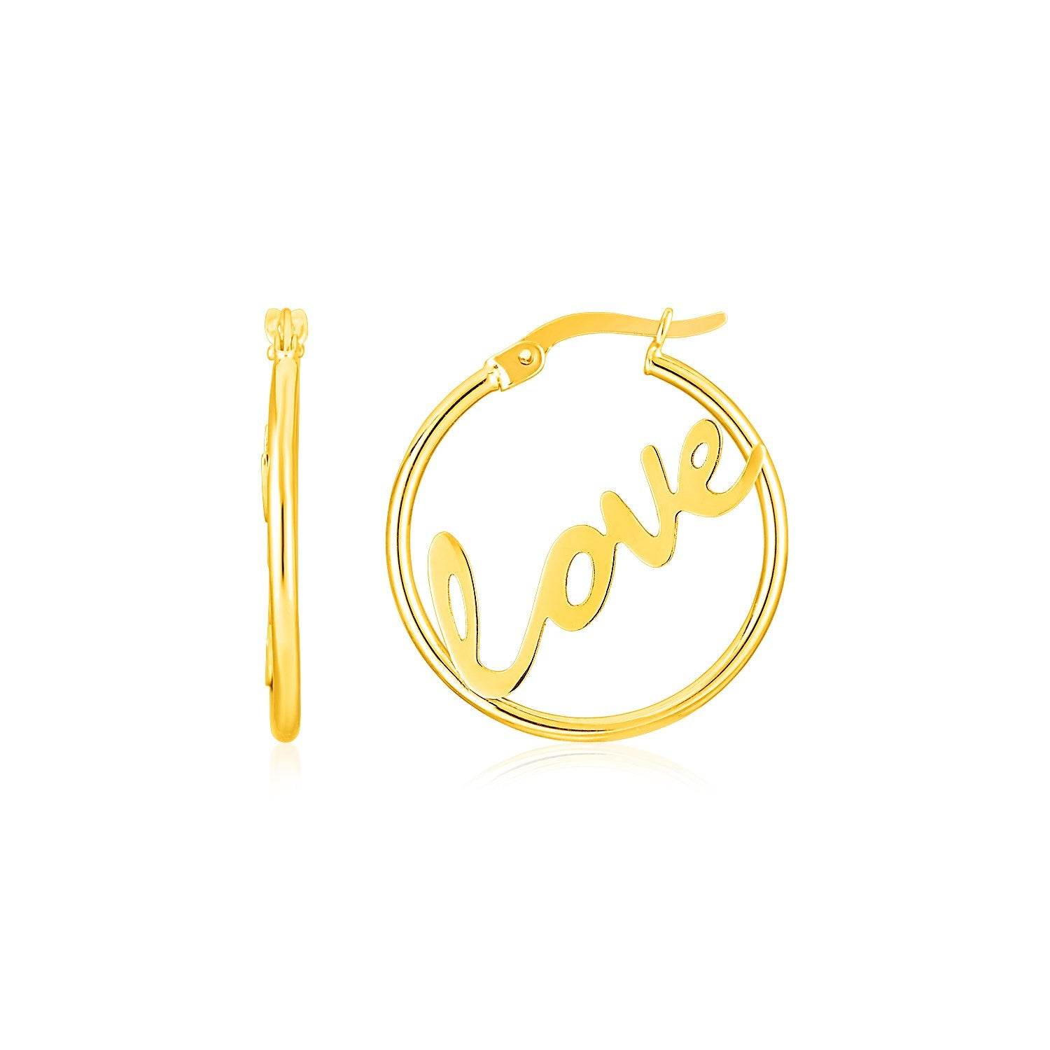 14K Yellow Gold Love Hoop Earrings - Sable Gold