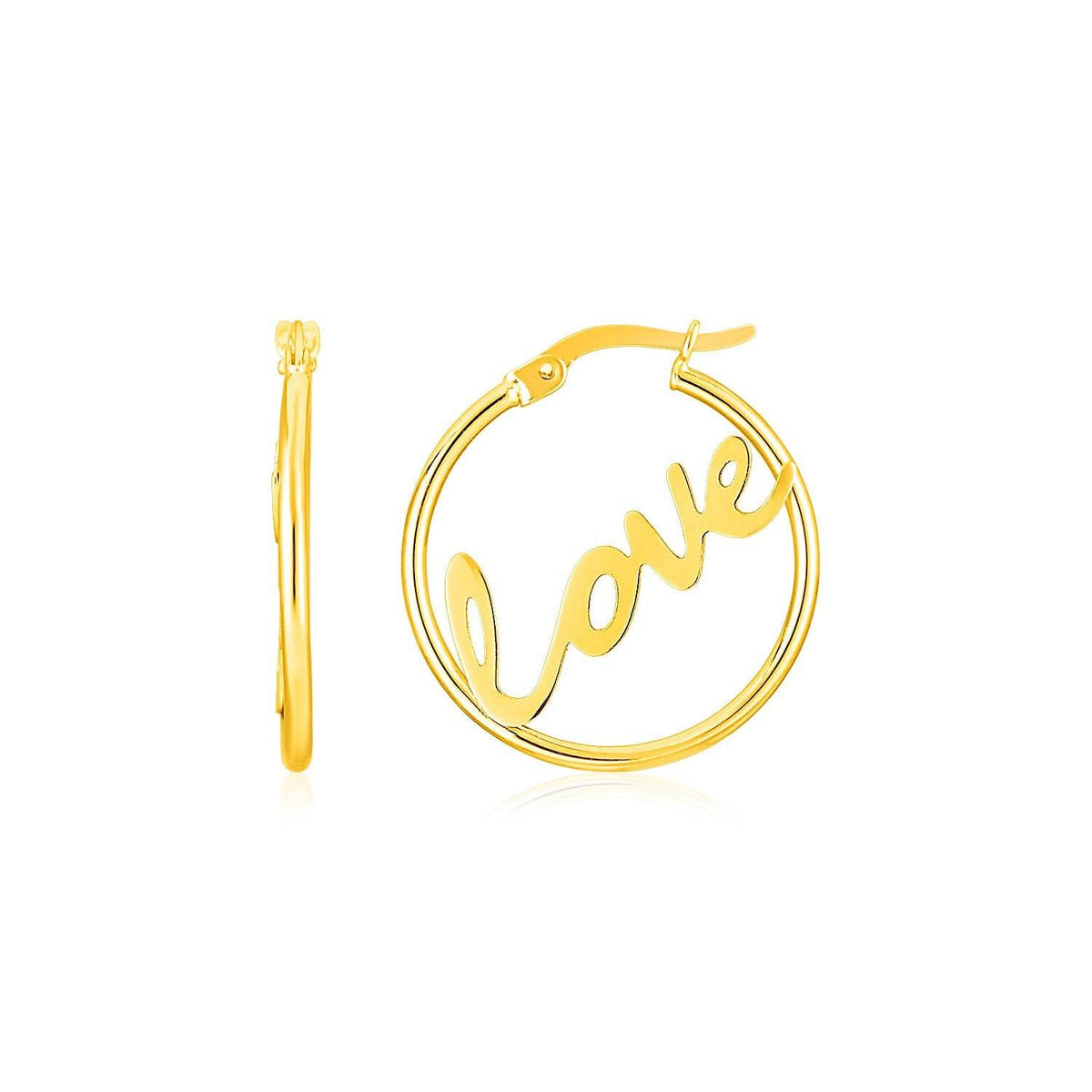 14K Yellow Gold Love Hoop Earrings - Sable Gold