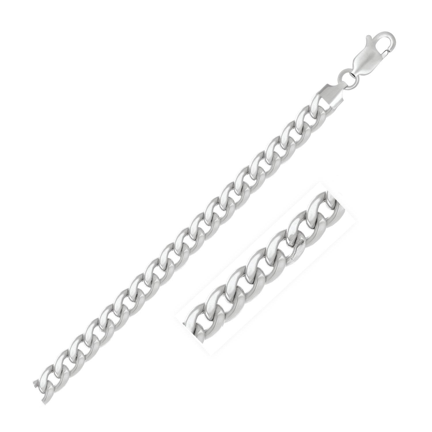 14K White Gold Miami Cuban Semi Solid Chain (7.00 mm) - Sable Gold