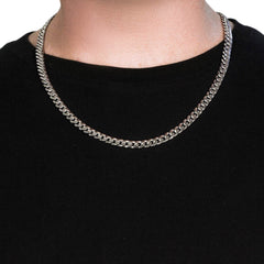 14K White Gold Miami Cuban Semi Solid Chain (7.00 mm) - Sable Gold