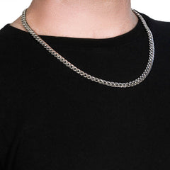 14K White Gold Miami Cuban Semi Solid Chain (7.00 mm) - Sable Gold