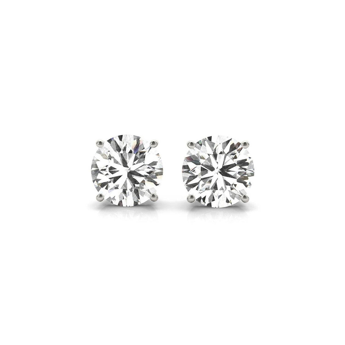 4 cttw Certified IGI Lab Grown Round Diamond Stud Earrings 14k White Gold(G/VS2) - Sable Gold