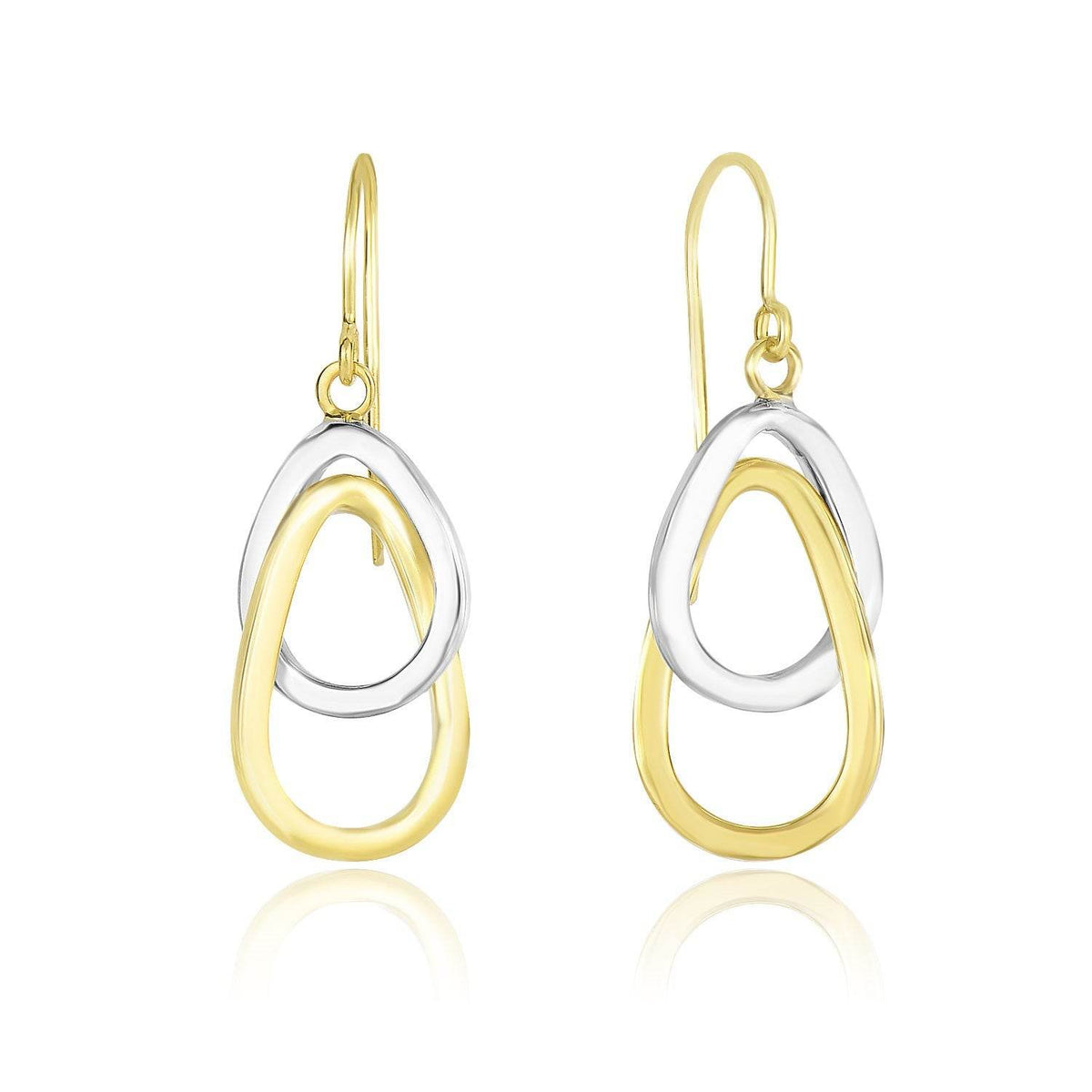 14k Two-Tone Gold Interlaced Open Teardrop Drop Earrings - Sable Gold