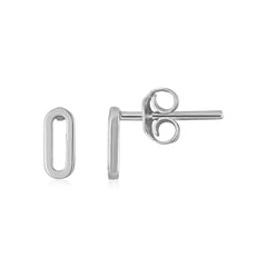 14k White Gold Paperclip Link Stud Earrings - Sable Gold