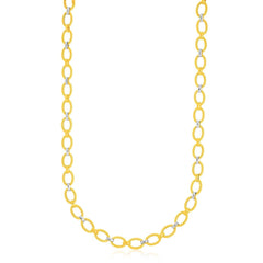 14k Two-Tone Gold Multi-Textured Oval Link Fancy Necklace - Sable Gold