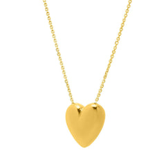 Large Puffed Heart Necklace in 14K Yellow Gold - Sable Gold