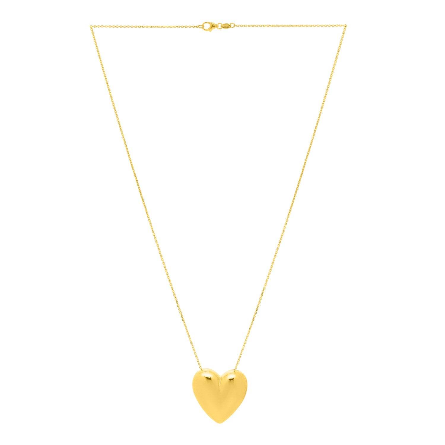 Large Puffed Heart Necklace in 14K Yellow Gold - Sable Gold