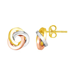 14k Tri Color Gold Love Knot Earrings(10mm) - Sable Gold