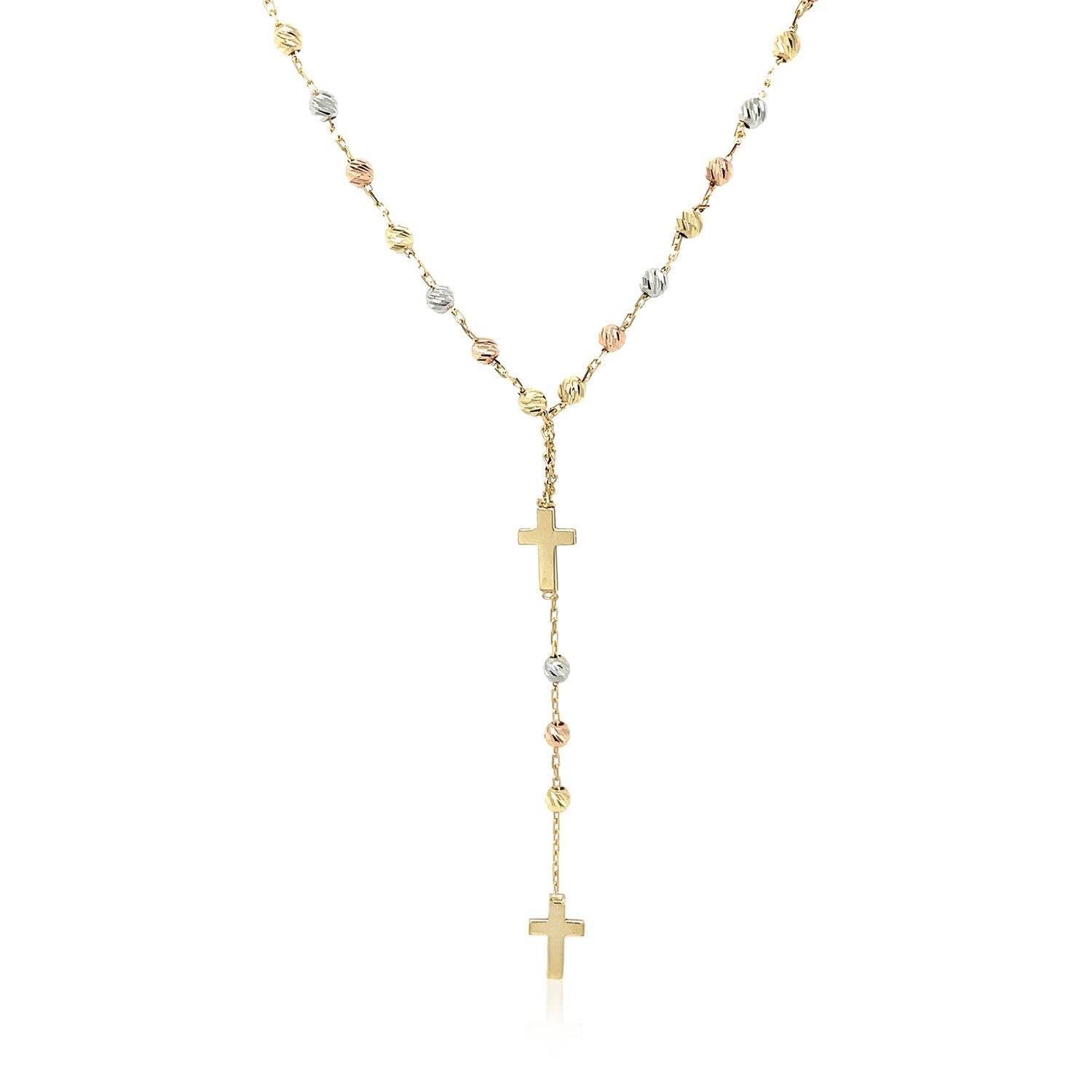 14k Tri-Color Gold Rosary Chain Necklace - Sable Gold