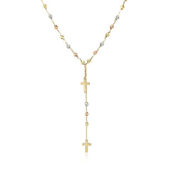 14k Tri-Color Gold Rosary Chain Necklace - Sable Gold