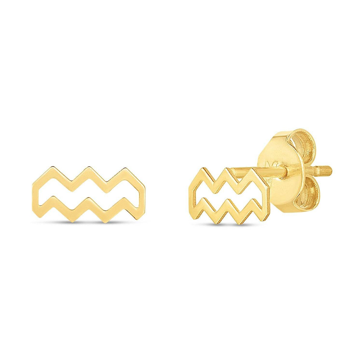 14K Yellow Gold Aquarius Stud Earrings - Sable Gold