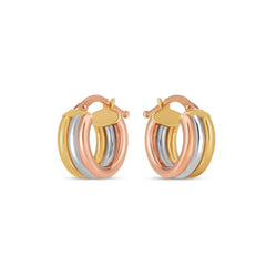 14k Tri Color Gold Trilogy Hoops - Sable Gold