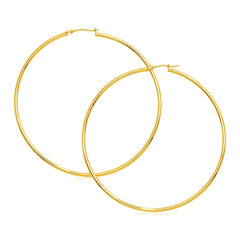 14k Yellow Gold Large Polished Hoop Earrings(2x70mm) - Sable Gold