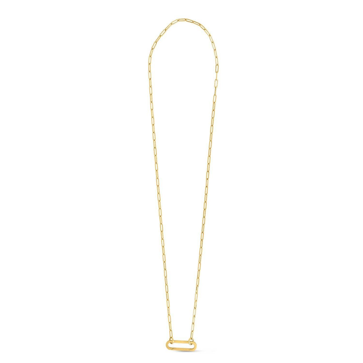 14k Yellow Gold Elongated Link Paperclip Necklace - Sable Gold