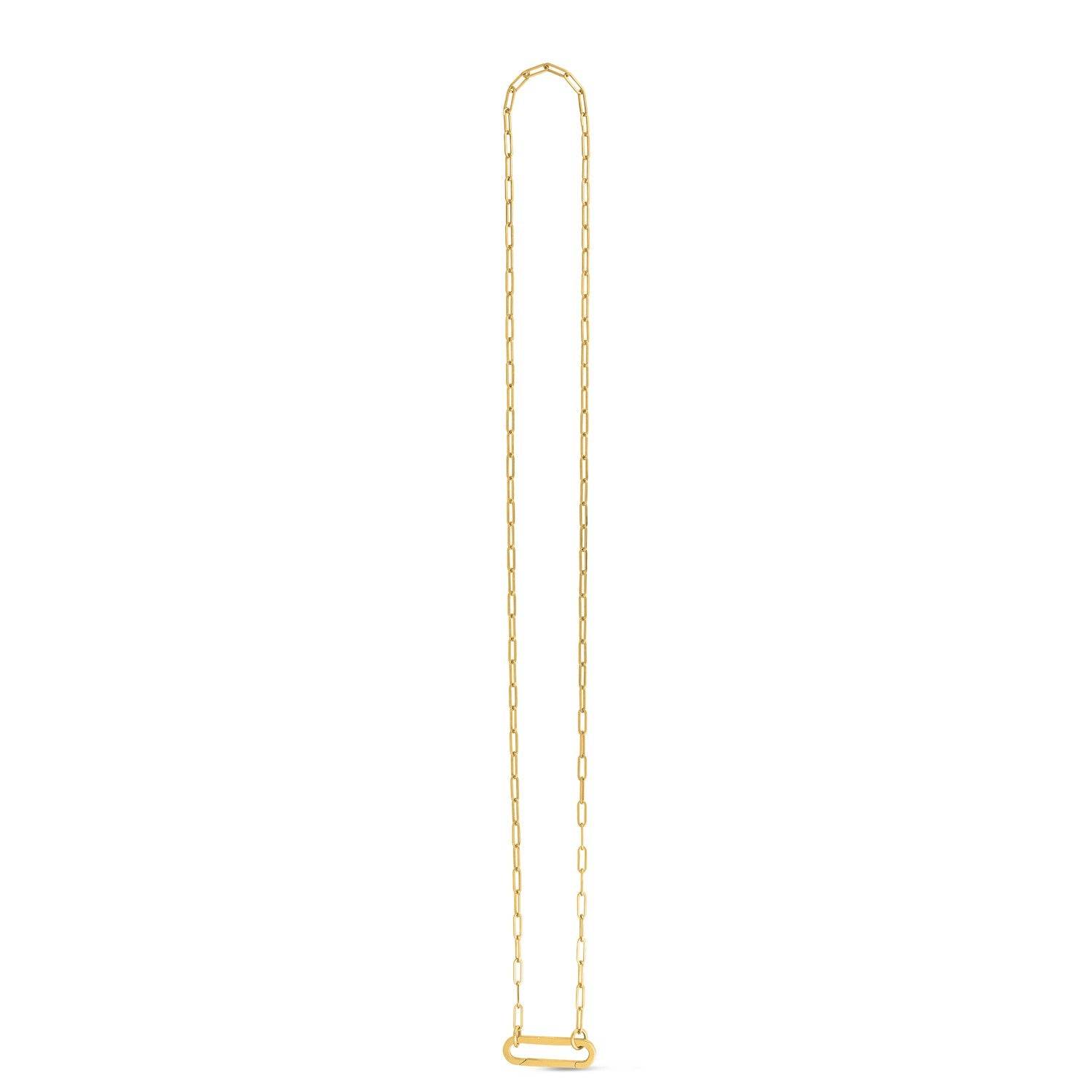 14k Yellow Gold Elongated Link Paperclip Necklace - Sable Gold