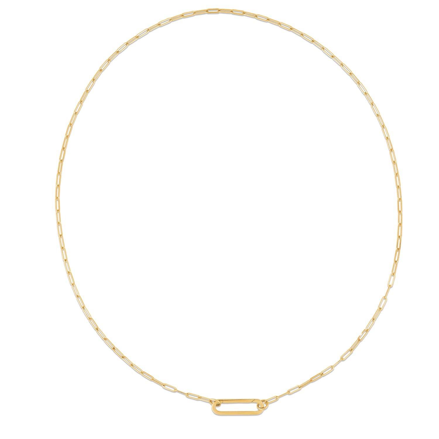 14k Yellow Gold Elongated Link Paperclip Necklace - Sable Gold