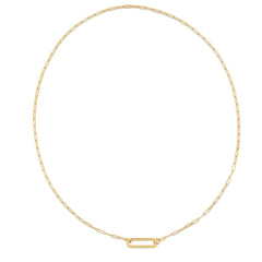 14k Yellow Gold Elongated Link Paperclip Necklace - Sable Gold