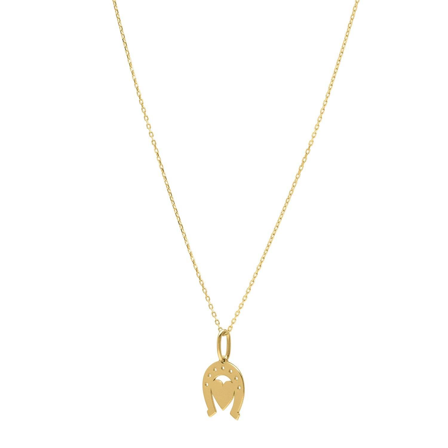 Heart and Horse Necklace in 14K Yellow Gold - Sable Gold