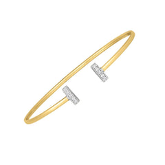 14k Two Tone Gold Diamond Tee Bar Bangle (2.00 mm) - Sable Gold