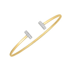 14k Two Tone Gold Diamond Tee Bar Bangle (2.00 mm) - Sable Gold