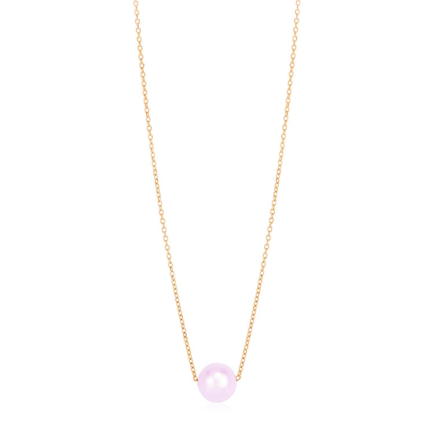 14k Rose Gold Pearl Solitaire Necklace - Sable Gold