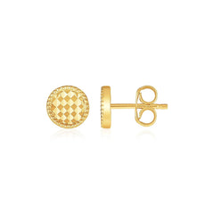 14k Yellow Gold Textured Circle Post Earrings - Sable Gold