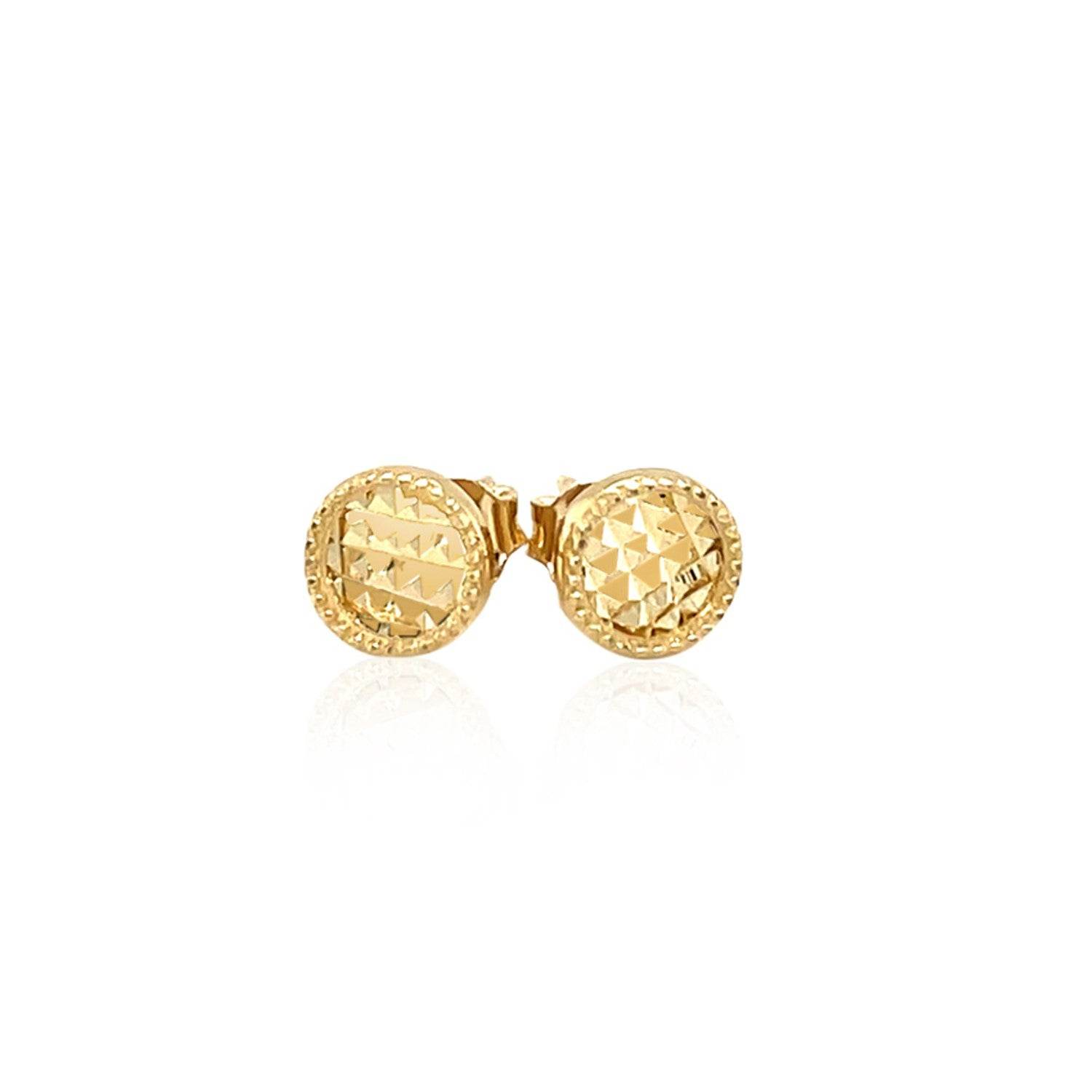 14k Yellow Gold Textured Circle Post Earrings - Sable Gold