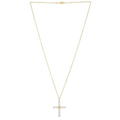 14k Yellow Gold Pearl Cross Pendant - Sable Gold