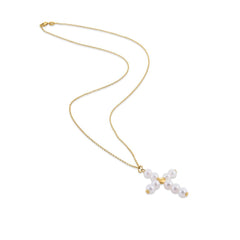 14k Yellow Gold Pearl Cross Pendant - Sable Gold