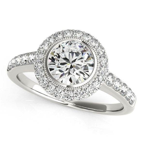 14k White Gold Pave Style Diamond Engagement Ring (1 3/8 cttw) - Sable Gold