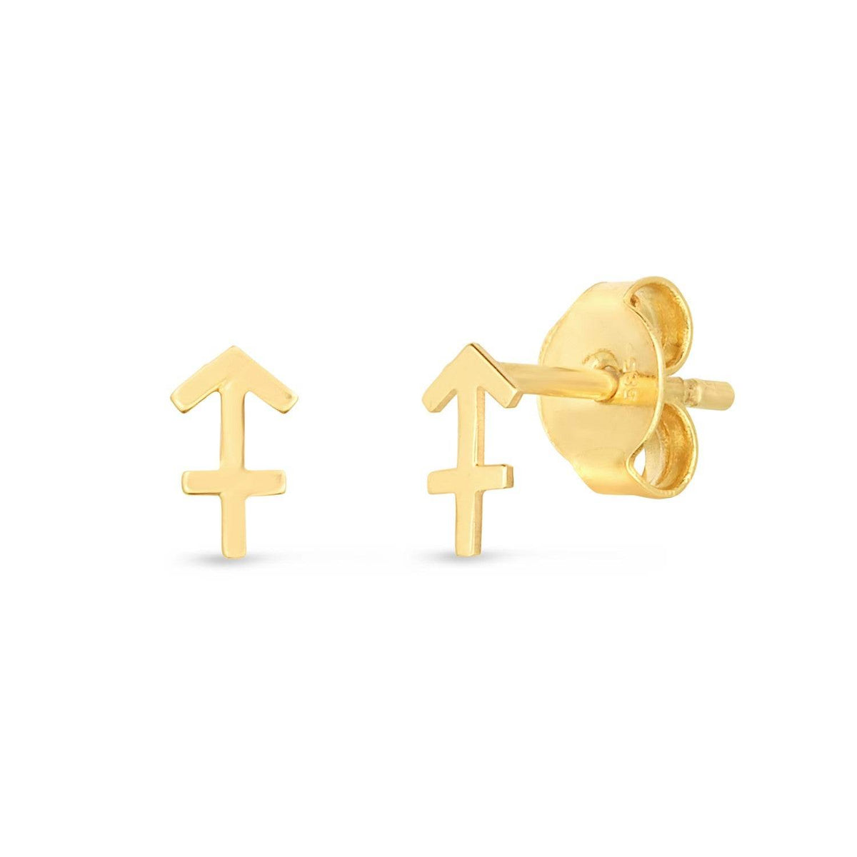 14k Yellow Gold Sagittarius Stud Earrings - Sable Gold