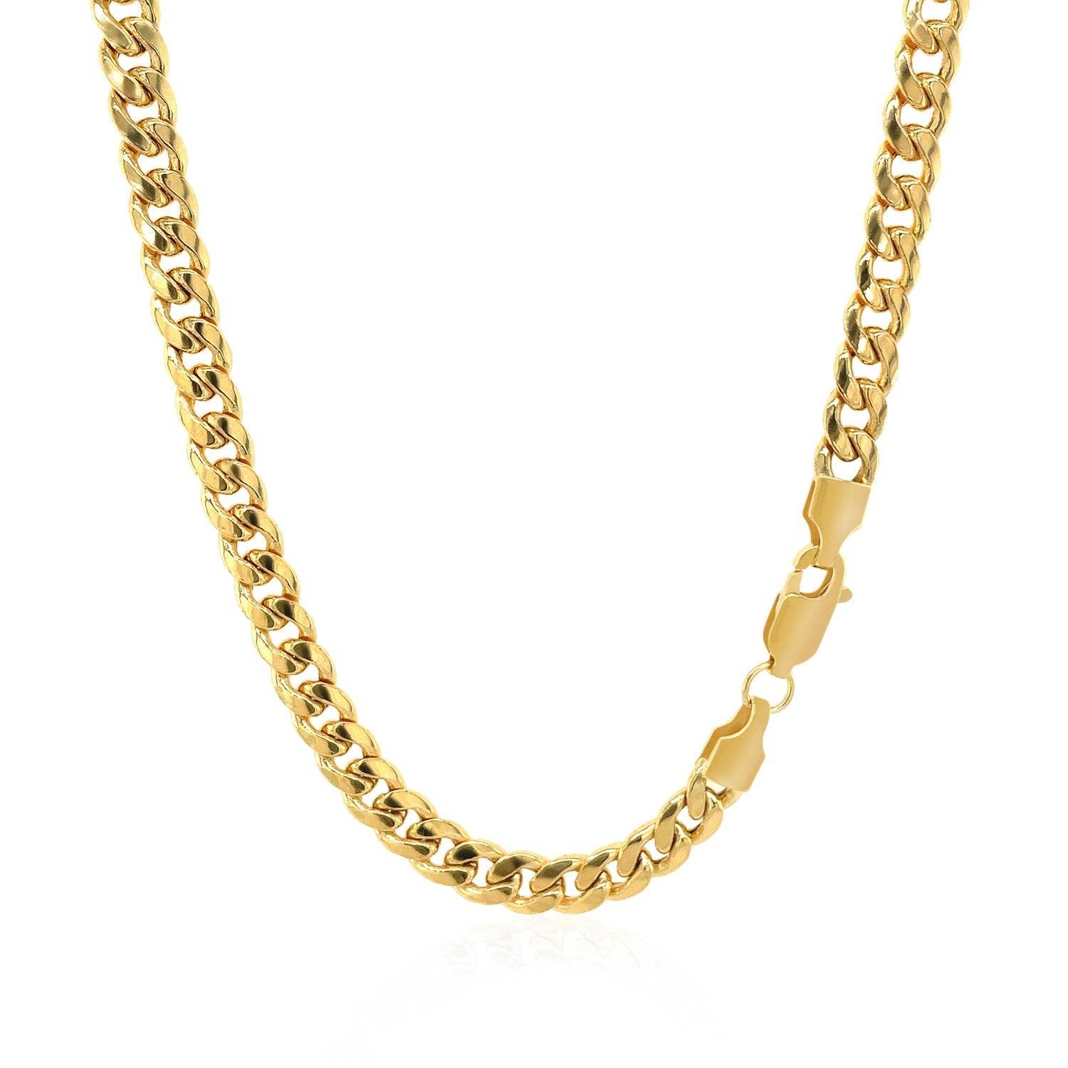 14k Yellow Gold Miami Cuban Semi Solid Chain (4.50 mm) - Sable Gold