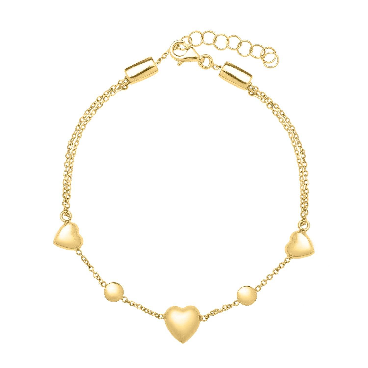 14k Yellow Gold Puff Heart Adjustable Anklet - Sable Gold