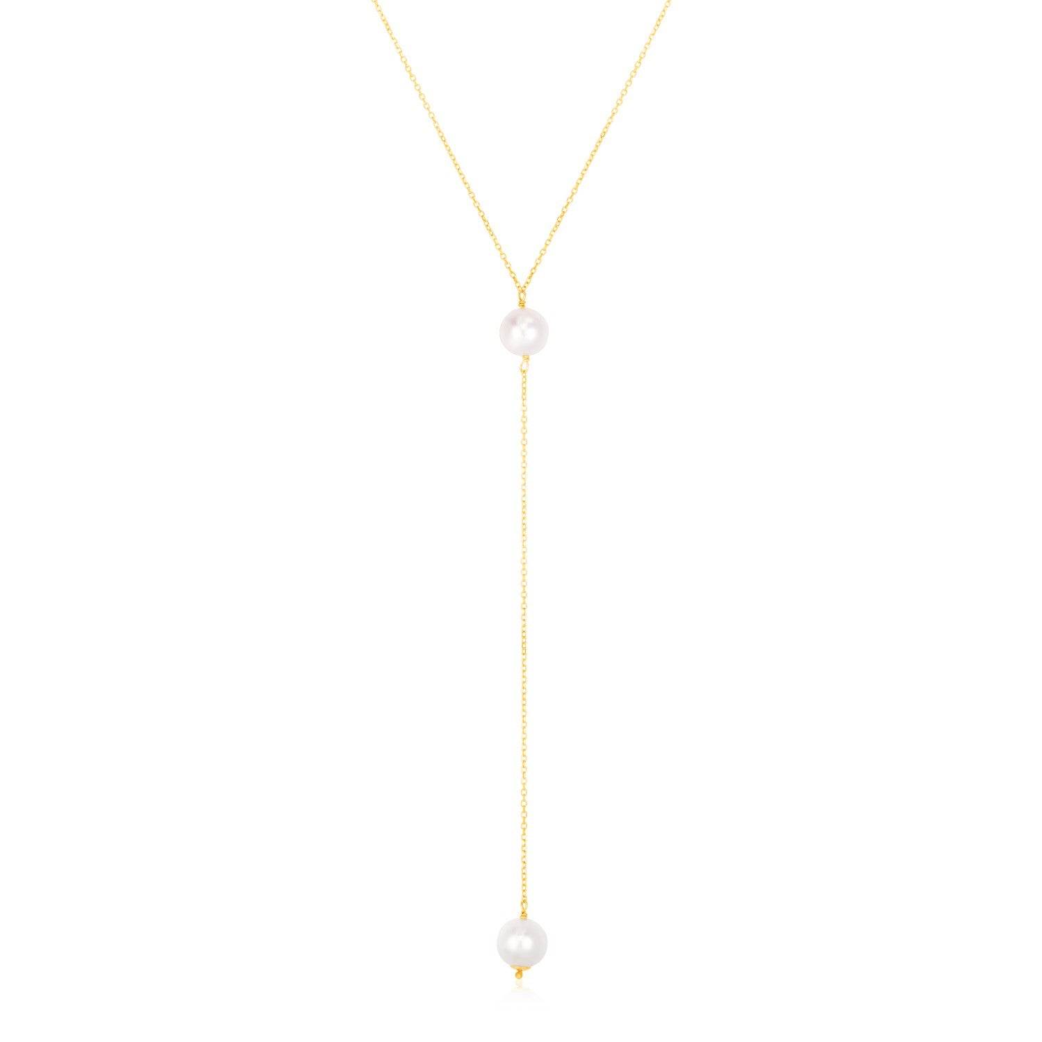 14k Yellow Gold Lariat Necklace with Pearls - Sable Gold