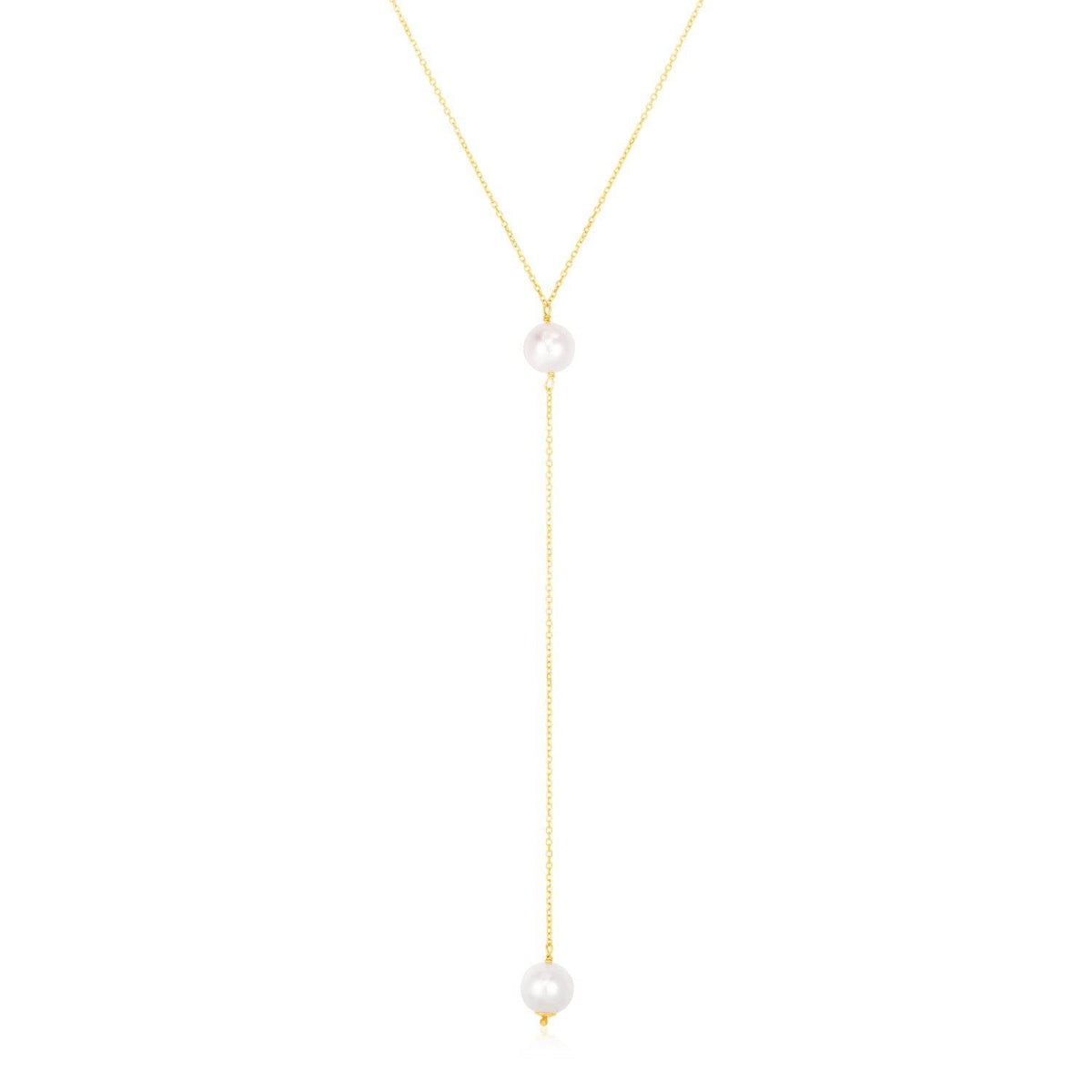 14k Yellow Gold Lariat Necklace with Pearls - Sable Gold