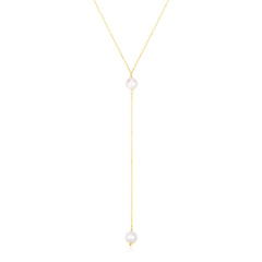 14k Yellow Gold Lariat Necklace with Pearls - Sable Gold