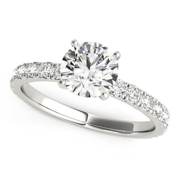 14k White Gold Single Row Shank Round Diamond Engagement Ring (1 1/3 cttw) - Sable Gold