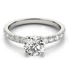 14k White Gold Single Row Shank Round Diamond Engagement Ring (1 1/3 cttw) - Sable Gold